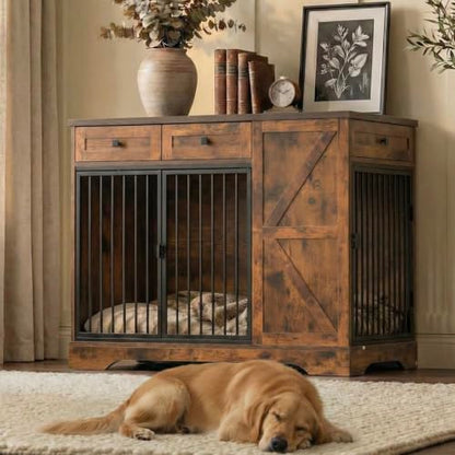 43.3 Inch Dog Crate Furniture with Storage, view 2