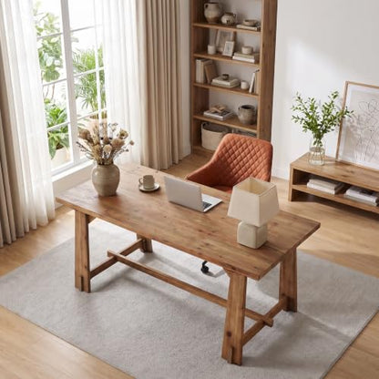 63" Long Large Wood Desks, Farmhouse Office Desk, view 8