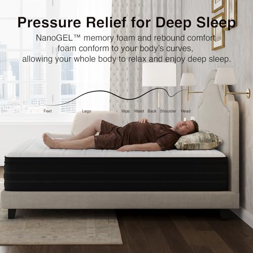 Queen Mattress 12 Inch, Cooling Hybrid Mattress with Upgraded Coils, view 5