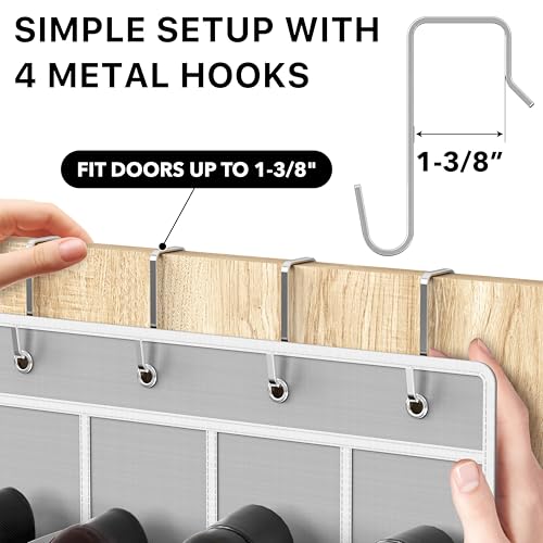 24 Pockets Clear Over the Door Shoe Organizer, Gray, view 5