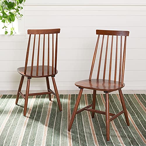 SAFAVIEH Home Collection Priam Farmhouse Walnut Brown Spindle Back Living Room Accent Dining Chair