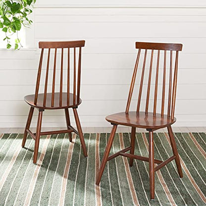 SAFAVIEH Home Collection Priam Farmhouse Walnut Brown Spindle Back Living Room Accent Dining Chair