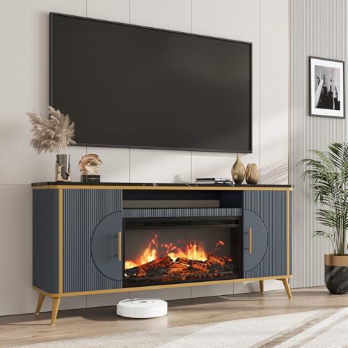 Fluted Fireplace TV Stand Up to 80" TVs, view 2