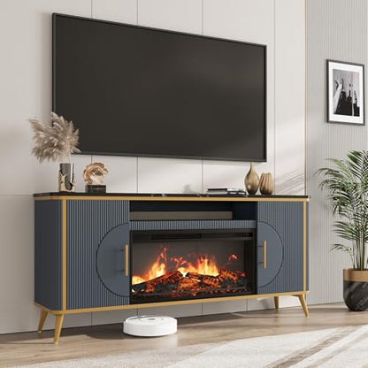 Fluted Fireplace TV Stand Up to 80" TVs, view 2