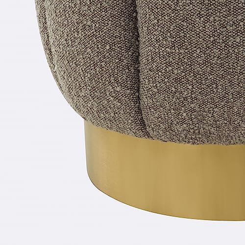 SAFAVIEH Couture Collection Maxine Light Grey Boucle/Gold Channel Tufted Ottoman (Fully Assembled)