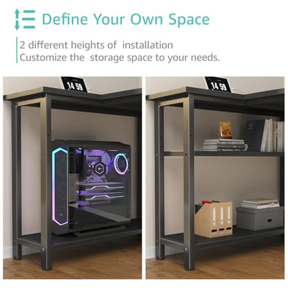 Small L Shaped Desk with Power Outlet Shelves, view 8