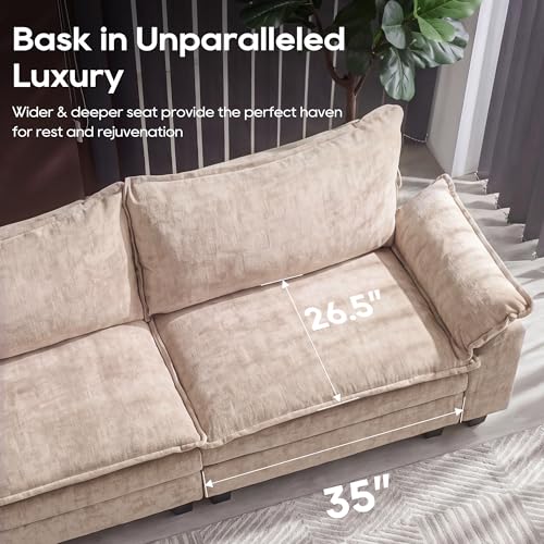 Oversized Modular Sectional Sofa，Khaki：157" U Shaped | Modern Comfy Cloud Couch with Movable Ottoman and Pillow, Deep Seat Couches for Living Room, Bedroom or Apartment