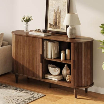 55" Sideboard Buffet Cabinet with Storage - Fluted Credenza Storage Cabinet, view 6