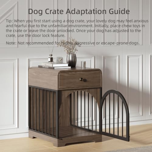 Dog Crate Furniture, Wooden Dog Crate House with Drawer, view 8