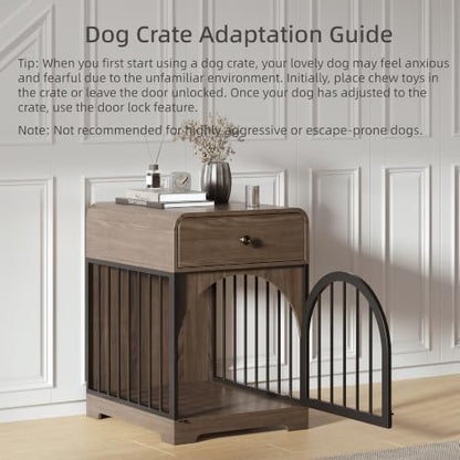 Dog Crate Furniture, Wooden Dog Crate House with Drawer, view 8