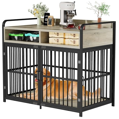 Large Dog Crate Furniture with Drawers Storage, view 2