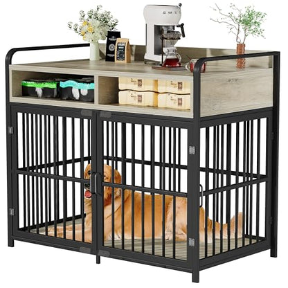 Large Dog Crate Furniture with Drawers Storage, view 2