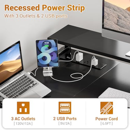 L Shaped Desk with File Drawer, Reversible L Shaped Gaming Desk, view 4