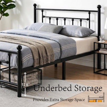 Full Size Metal Platform Bed Frame with Headboard and Footboard, view 6