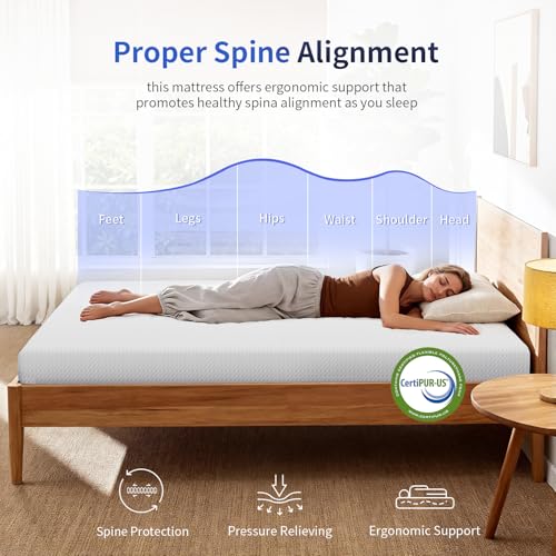 | 6 Inch Twin Mattress | Medium Firm | Gel Memory Foam | White, view 5