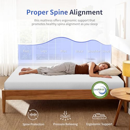 | 6 Inch Twin Mattress | Medium Firm | Gel Memory Foam | White, view 5