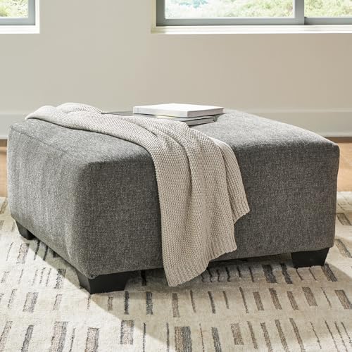 Signature Design by Ashley Revenna Casual Square Upholstered Oversized Accent Ottoman, Gray