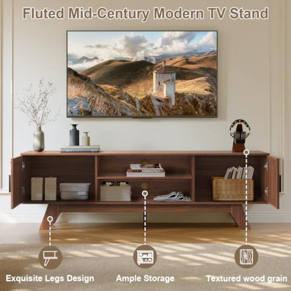 59.5" Fluted TV Stands for 65 Inch TV, Mid Century Modern, view 7