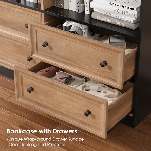 71" Tall Bookshelf with 4 Drawers Large Bookshelf Office Bookcase, view 7