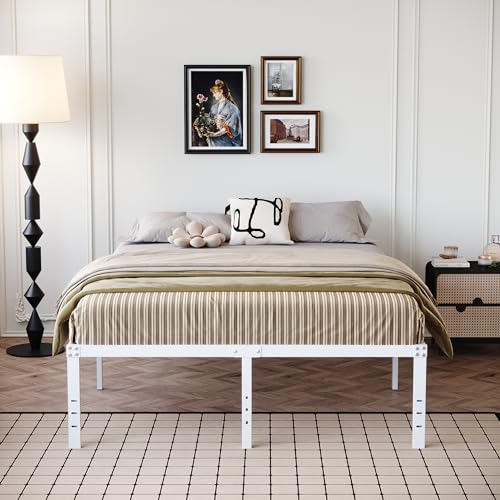 18 Inch White Full Size Bed Frame with High Storage, view 7