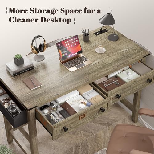 40“Small Desk with Drawers & Side Pocket for Teens & Bedroom, view 4