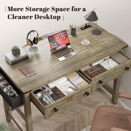 40“Small Desk with Drawers & Side Pocket for Teens & Bedroom, view 4