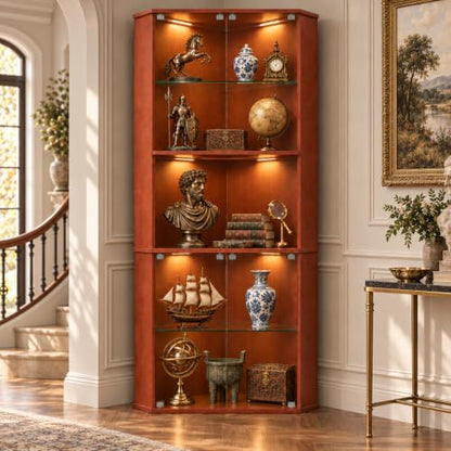 72" Corner Curio Cabinet with RGB LED Lights, view 4