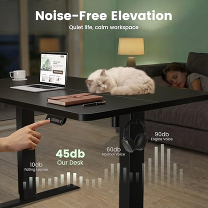 55 x 24 Standing Desk, Height Adjustable Electric Computer Desk, Sit Stand up Home Office Workstations, Black