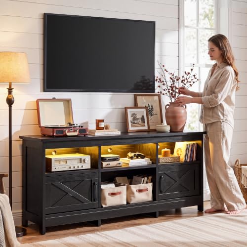 Farmhouse TV Stand for TVs up to 65 Inches for Living Room, Black, view 5