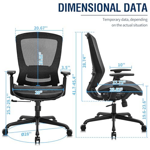 Ergonomic Mesh Office Chair, Comfy Computer Desk Chair, view 4