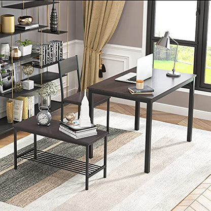 43.3 inch Dining Table Set for 4, Small Kitchen Table Set with Chairs and Storage Bench, 4 Piece Dining Room Table Set for Small Space, Apartment, Rustic Oak Finish