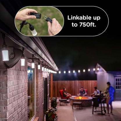 Modern Outdoor String Lights, 48ft, 24 Cylindrical Shatterproof Bulbs, Cool White 4000K, Weatherproof, Commercial Grade Patio Lighting, 87751