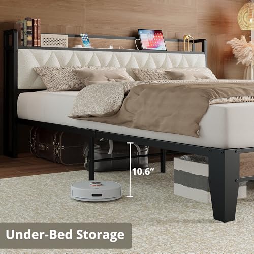 California King Bed Frame with Charging Storage Headboard, view 5