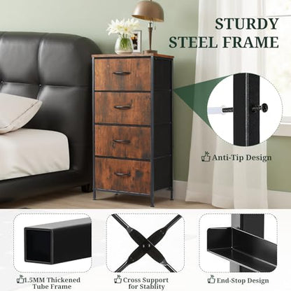 4 Drawers Dresser for Bedroom Fabric Storage Tower with Wooden Top, view 5
