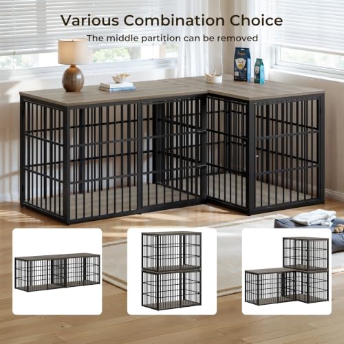 54'' XXXL Dog Crate Furniture with 3 Doors for Large Dogs, view 3