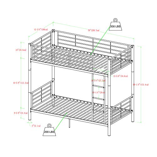 Elodie Urban Industrial Twin Over Twin Metal Bunk Bed, Twin Over Twin, Black