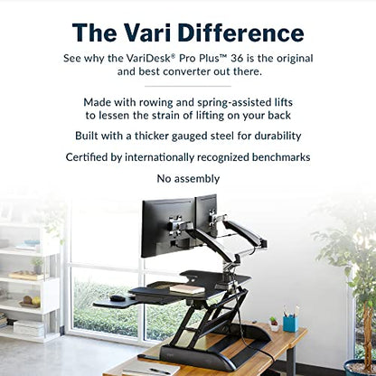 Vari VariDesk Pro Plus 36, Adjustable Desk Converter with 11 Height Settings, view 5