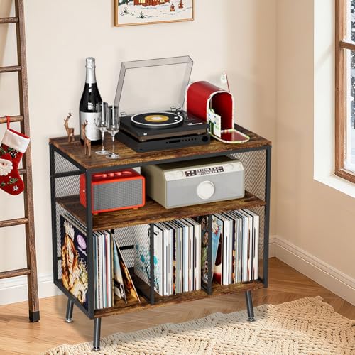 Record Player Stand with Vinyl Storage, view 3