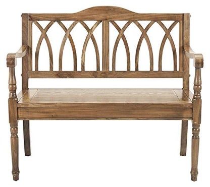 SAFAVIEH Furniture - Benjamin Bench - Oak - Solid Wood - Farmhouse High-Back Design - Ideal for Entryway, Living Room, Dining Room, 17.1" Seat Height (AMH6500E)