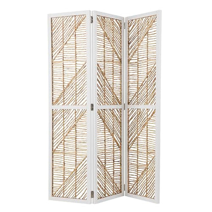 Quilino Woven Room Divider/Screen - Bohemian Design, Natural Rattan - Solid Wood, Fully Assembled - Ideal for Living Room, Home Office (HZ1153466)