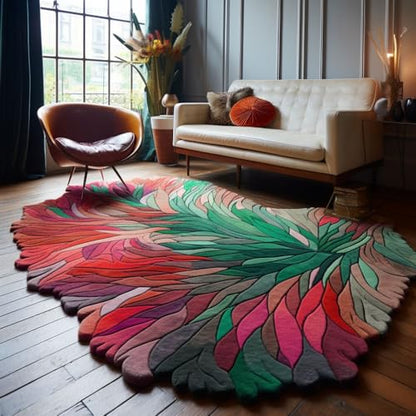 Restoration and Renovation Handmade Irregular Shape Wool Area Rug | Unique Contemporary Botanical Design, Thick & Soft Carpet | Perfect for Living Room, Bedroom Decor (Multi A, 4.6' x 6.6')