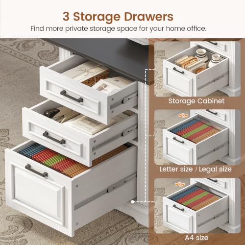 Farmhouse 69" Executive L Shaped Office Desk with 4 Drawers, Storage, view 4