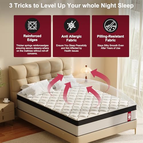 Full Size Mattress, 10 Inch Full Mattress in a Box, Memory Foam Hybrid Matress with Individual Pocket Spring for Motion Isolation & Pressure Relief, Medium Firm Feel, CertiPUR-US