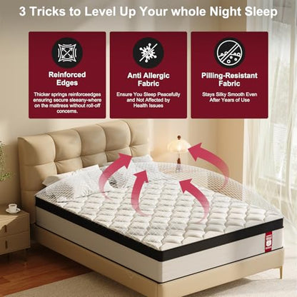 Full Size Mattress, 10 Inch Full Mattress in a Box, Memory Foam Hybrid Matress with Individual Pocket Spring for Motion Isolation & Pressure Relief, Medium Firm Feel, CertiPUR-US