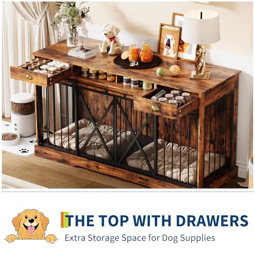 Dog Crate Furniture with Removable Divider, view 7