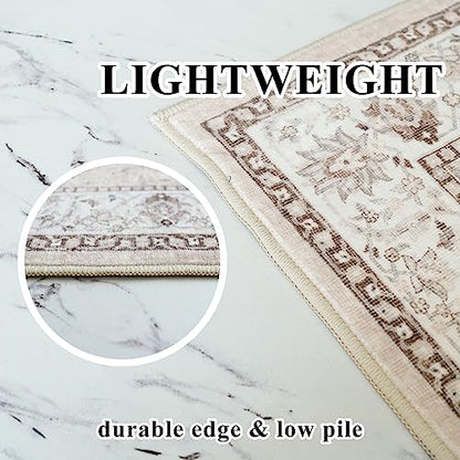 2x6 Hallway Washable Runner Rug: Vintage Soft Kitchen Laundry Runner with Non, view 8