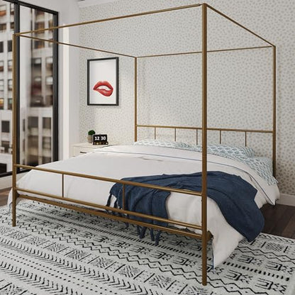 Marion Canopy Bed, King, Gold, view 3