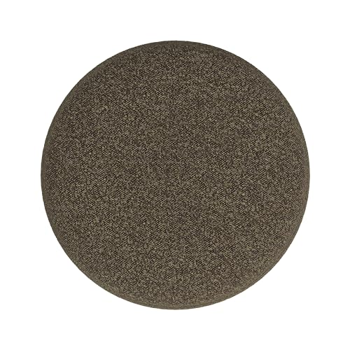 18" Round Ottoman - Dark Brown Boucle