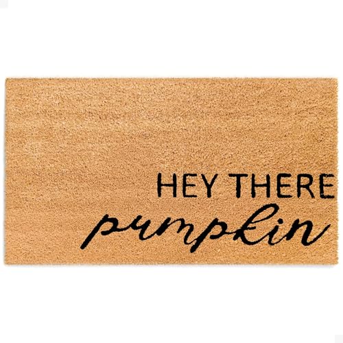 Fall Door Mat - Welcome Mat for Front Door with Non-Slip Backing - Durable Doormat - Perfect for Outside Entrance and Entryway Matt - Outdoor/Indoor - Hey There Pumpkin - 17" x 30"