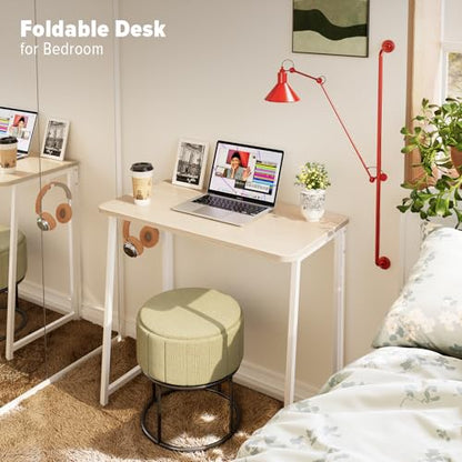 Folding Desk, 31.5" Foldable Computer Table for Small Spaces, Oak, view 7